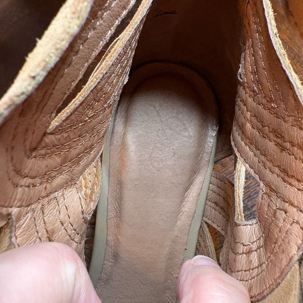 Joie Remy Caged Gladiator Lace-Up Heels - Nude/Tan Leather - Size 37.5 - Picture 9 of 11